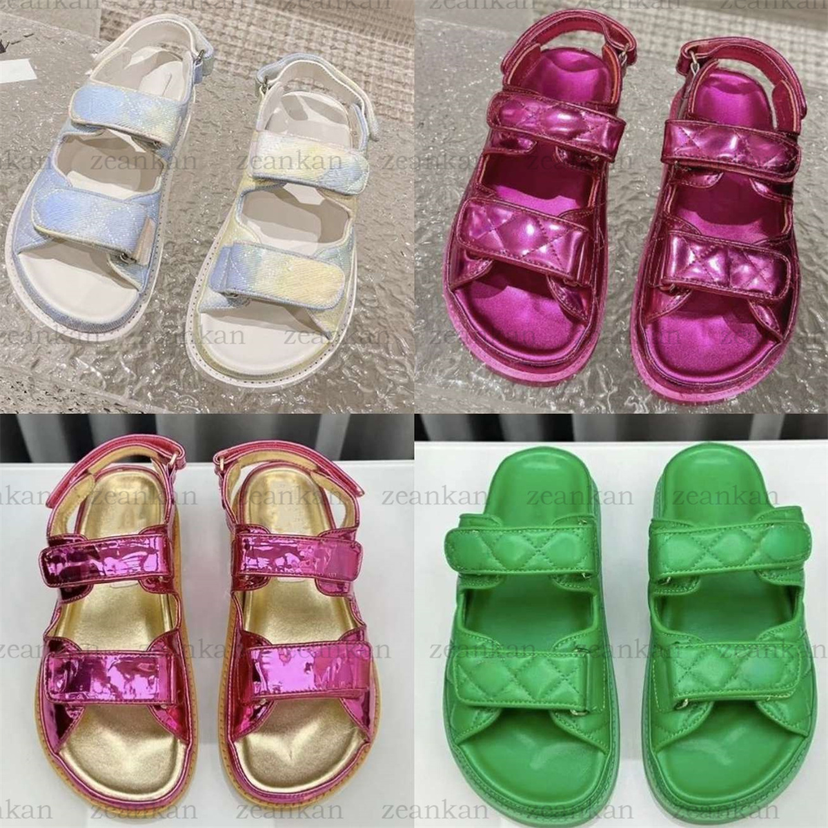 Quilted Dad Tweed Sandal Printed designer Sparkle sandals slippers slides slide Black Leather Pink Ecru Knit Denim White Velvet LaminagoXH#-image-971865626