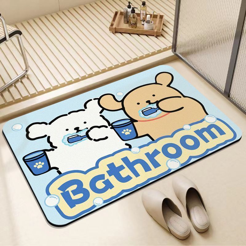Cartoon Bathroom Floor Mats Absorbent Quick-drying Floor Mats Dirt-resistant and Easy To Care for Foot Mats Bathroom Door Anti-slip Mats-image-1048688924