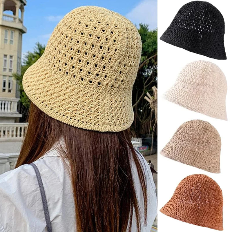 Fashion girl Sun Hat wide Brim cork womens summer hat Panama Beach turf dome woven bucket sun 250304z