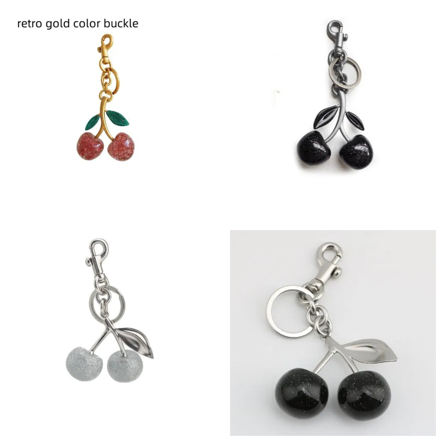Cherries Keychain en cuir clés Lonyards pour noms tags 18k plaque d'orcadette de porte-clés minimaliste de charme de charme de charme alliage