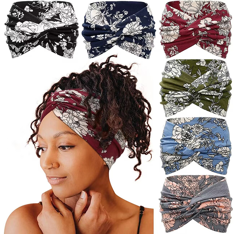 Fashionable Twisted Wide Headbands for Women Stylish Boho Turbans Ideal for Workouts and Yoga-image-1048854395
