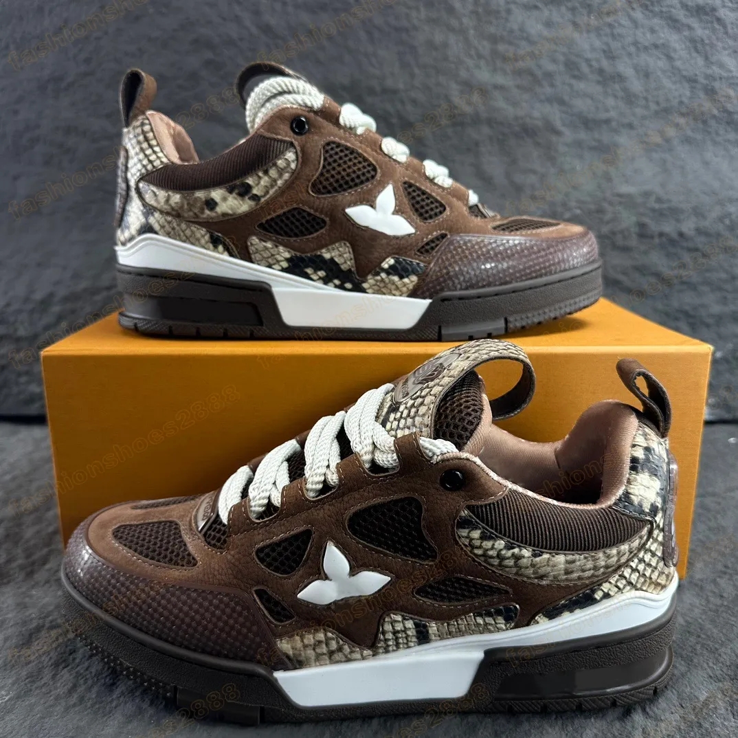 Designer skate shoes Embossed Women Men Mesh Leather Sneaker Platform LVtrainer Casual Shoes white black green red blue Runner Sneakers Trainers