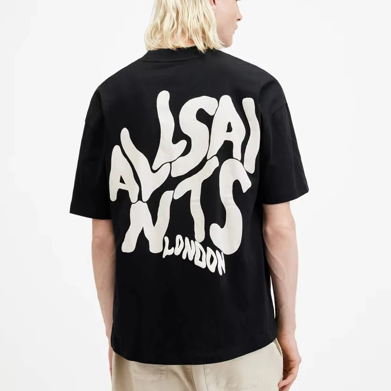 ALL SAINTS T-shirts Lettre créative avant arrière imprimé col rond à manches courtes hommes femmes été décontracté tout-match noir blanc t-shirt