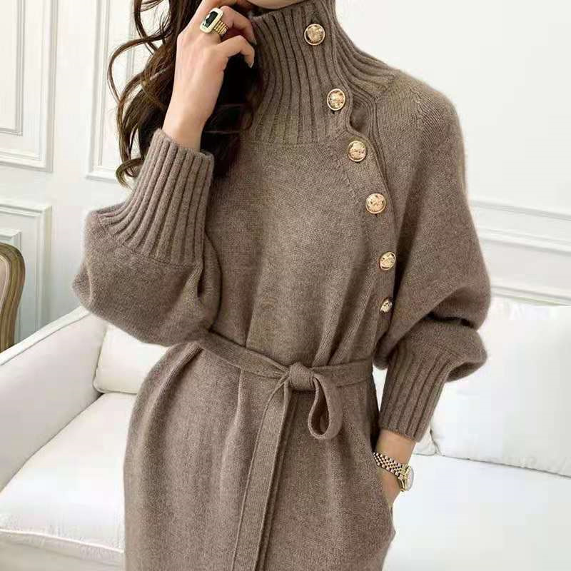 (39) Pull à col roulé mince et hivernal pour femmes