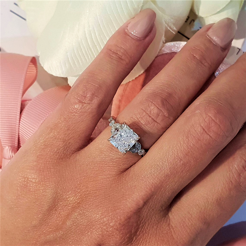 JY Jewelry 3 Ct Radiant Cut Diamond Art Deco Ring IGI Certificate Lab grown Diamond ring Real Gold Engagement Ring for Women 14K 18K Platinum Availa