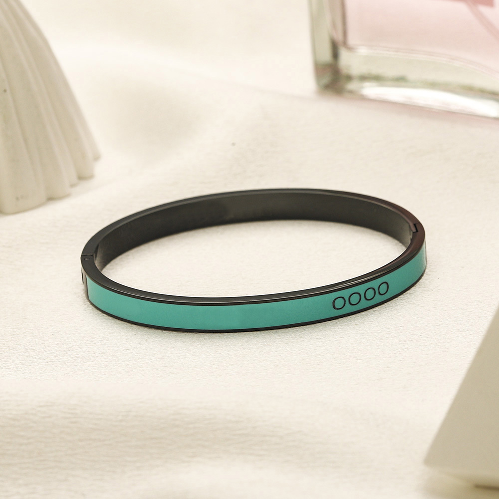 Fashion Bangle Bracelets Enamel Women Men Bangle Luxury Jewelry Black Plated Stainless steel Lovers Gift Bangles Mens Bracelet-image-861450550