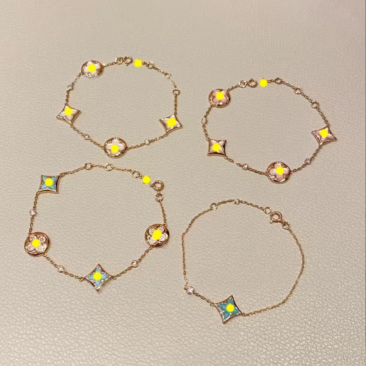New four-leaf clover bracelet rhomboid white pink shell diamonds fashion jewelry chain for women 18k rose gold designer necklace with box-image-1106946290
