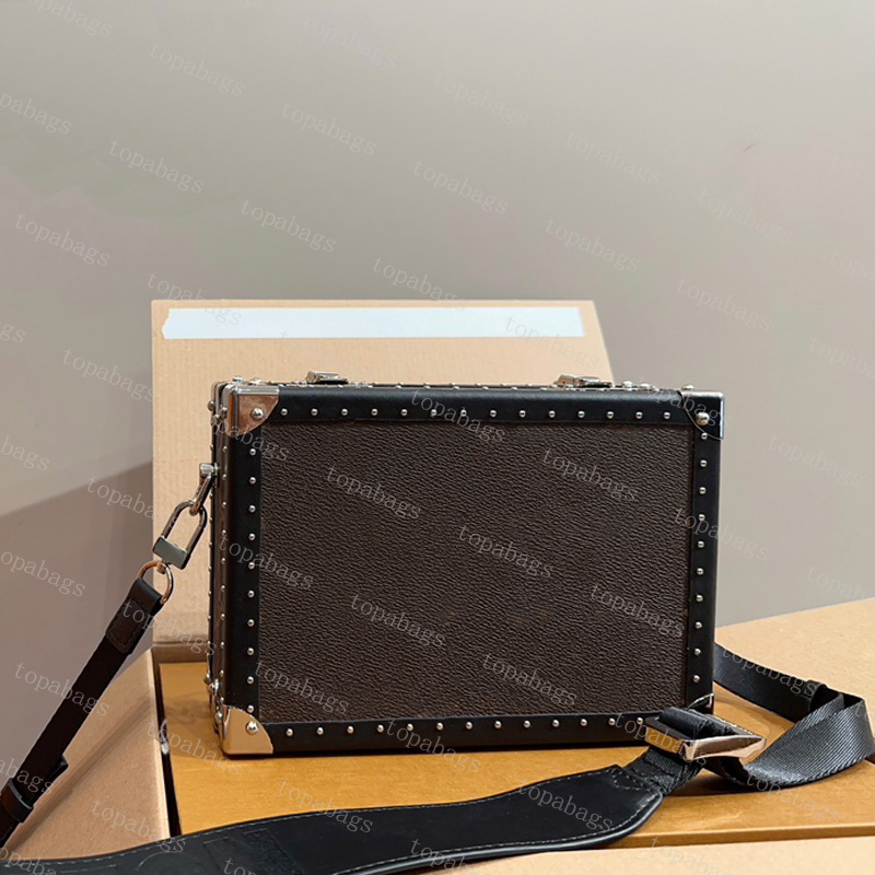 Men's Fashion Clutch Box Bags Real Leather Designer Crossbody Bags Small Hard Trunk Bags Gentleman Classic Shoulder Bag