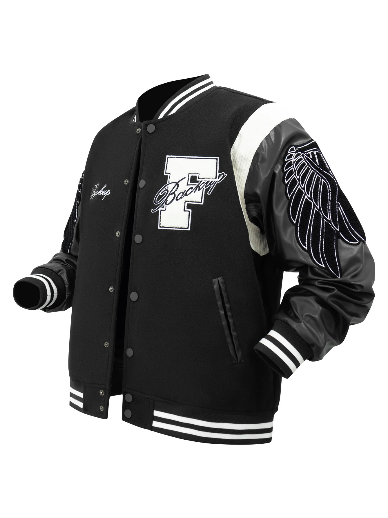 Mens Vintage Letter Jacket With Doublewing y Leather Patchwork Baseball Bomber Jackets Streetwear For Autumn Winter 250313