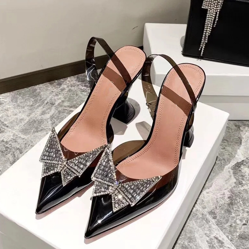 Chaussures de marque célèbres PVC Talons hauts transparents Sandales à talons hauts Transparent pour femmes Chaussures de robe de nuit de concept