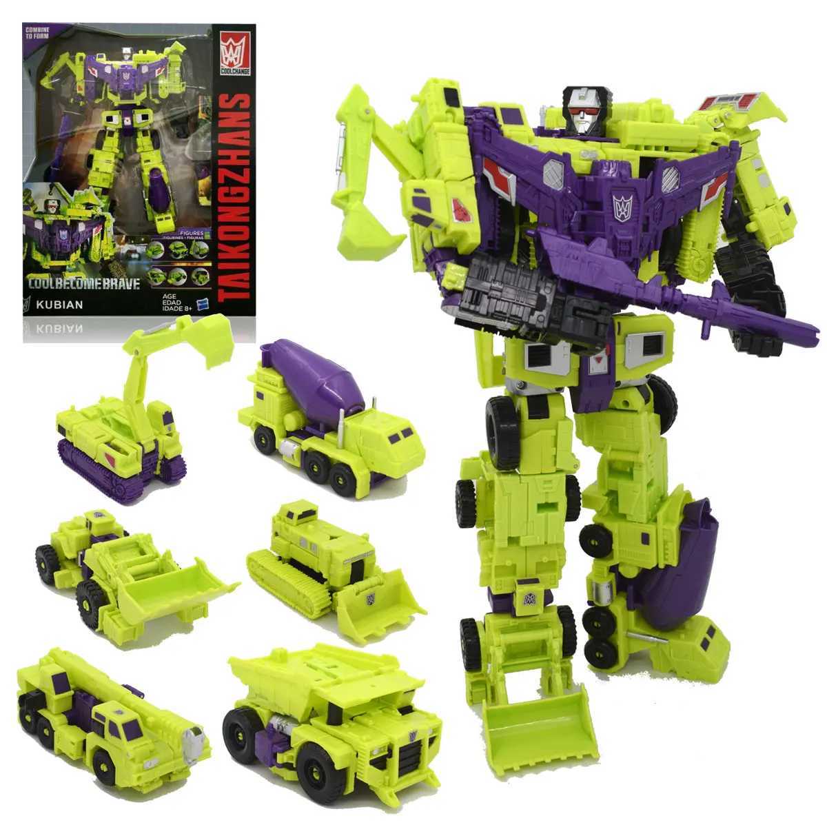 HZX 6In1 Devastator Haizhixing Transformation Toys Anime Action Figure KO G1 Robot Aircraft Engineering Vehicle Model NO BoxC250315-image-1048940941