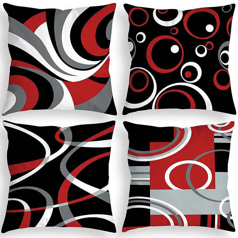 Cushion Covers 45x45cm Modern Abstract Red Stripes Gray Black White Acrylic Bold Grey Decorative Pillow Cases Home Decor Square cushion covers 18-image-1049005517