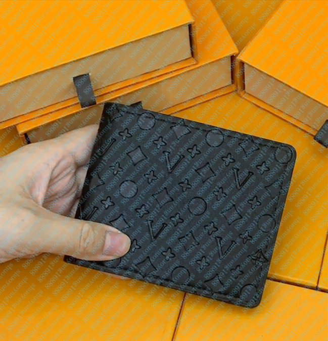Designer Men wallet women purse High quality fashion short Black horizontal letter lychee grain leather Wallet Complete set of original Purse