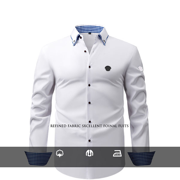 Men&#039;s Dress Shirts Business shirt, elastic slim fit, versatile, all season four sided elastic non ironing men&#039;s long sleeved shirt, sil-image-894862256