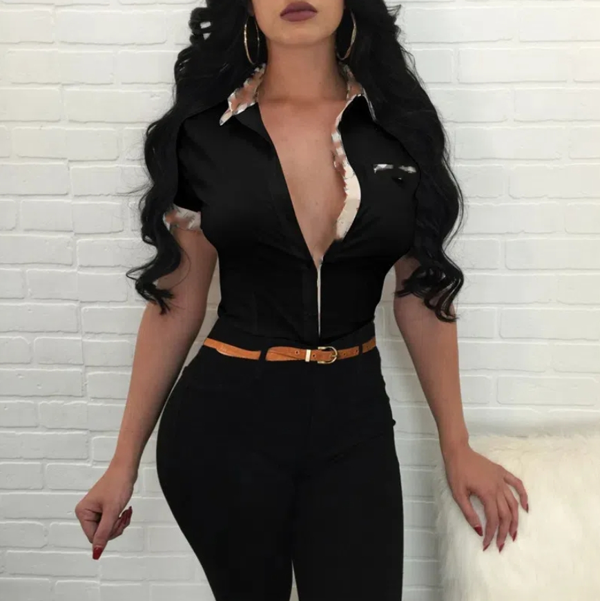 Donne a ripieno abbottonate camicie per camicia primavera estate solida a maniche corte a maniche corte a maniche corte da donna abiti eleganti