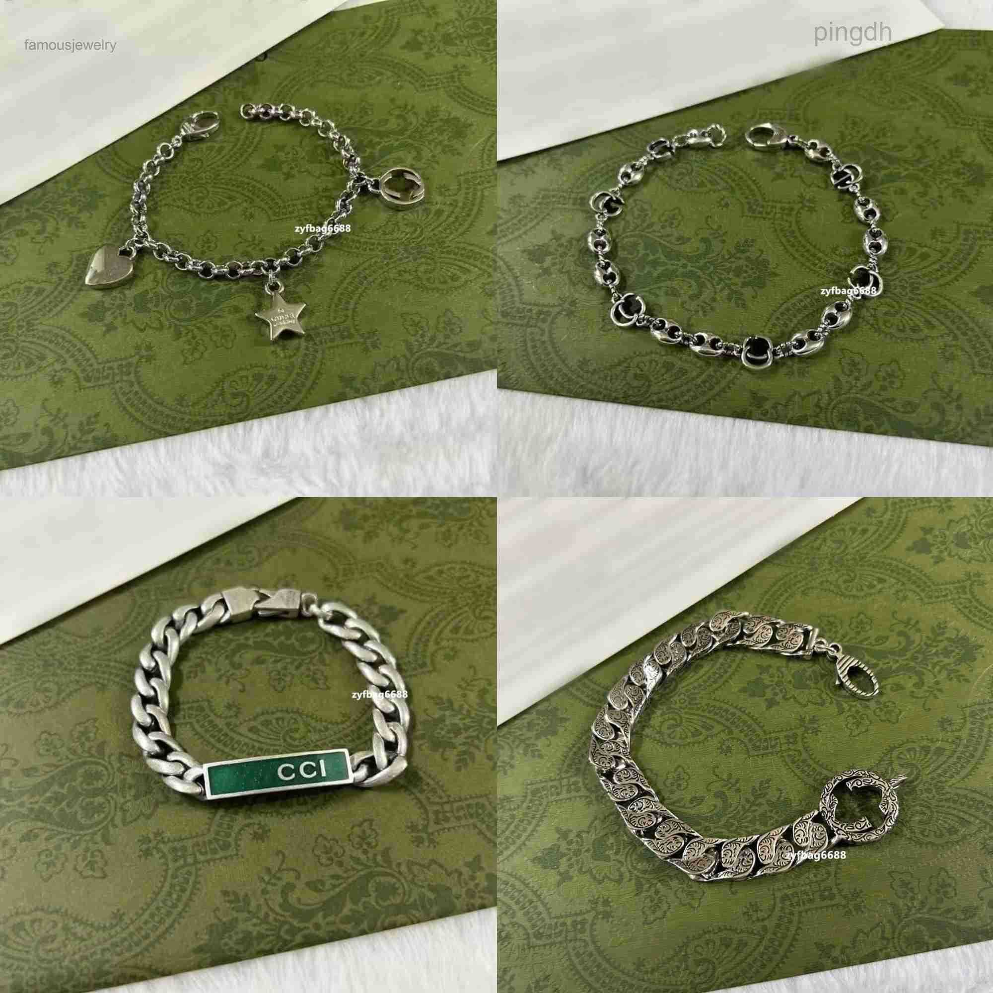 Bracelet Silver 925 Sterling Two G Luxury Designer Bracelet Designer Jewelry Beads Black Green Enamel Pig Nose Chain Bracelet Valentines Day Gift