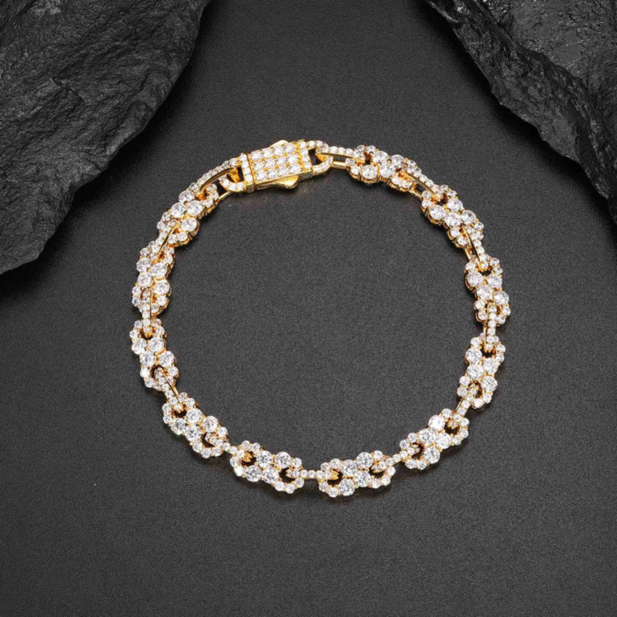 Fully Iced Out Mens Infinity Cuban Bracelet in 925 Sterling Silver and Enhanced Vvs Clarity Moissanite Diamond