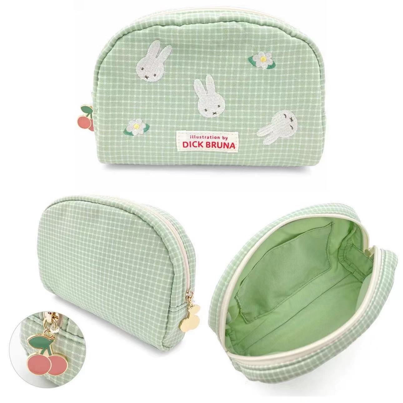CH224M Bunny cherry embroidered plaid canvas bag large capacity cosmetic bag