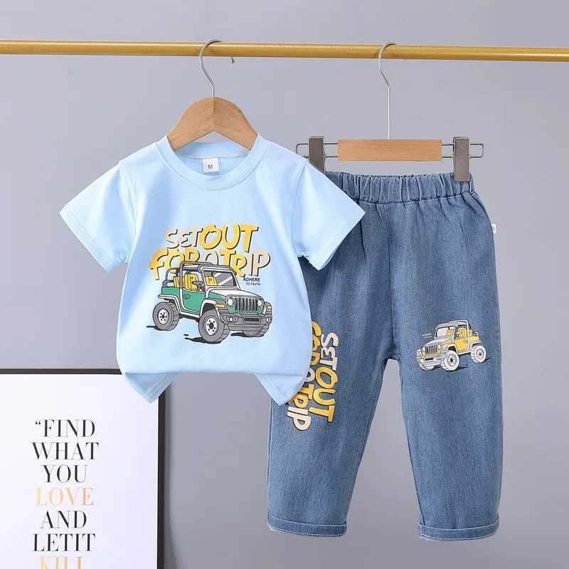 2025 NOUVEAU ÉTÉ COMPRESSEMENT SÉMICAUX ÉTÉ COTTON Coton Car à manches courtes T-shirt 2 pièces de 1 à 4 ans