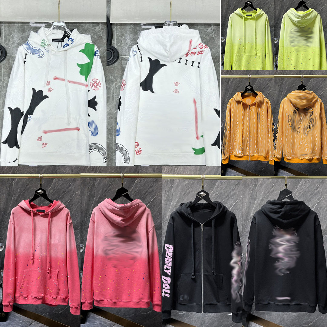 Zip Up Hoodie High Quality Cotton Loose Casual Print Unisex Sweatshirt Jacket For Men Women Minimal Streetwear