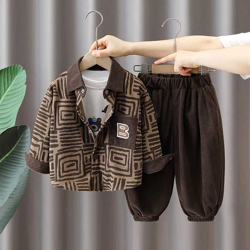 2025 Printemps / été coréen Childrens Boys 3 pièces Vêtements Coton Coton Couber-Coluroy Colon