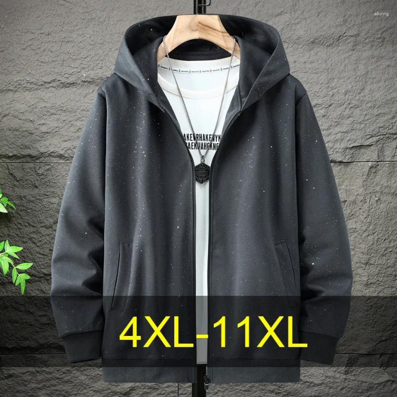 Mens Hoodies 11XL Plus Size Zippered Hoodie Men Star Glitter Jacket Spring Autumn Fashion Casual Black Zipper Male