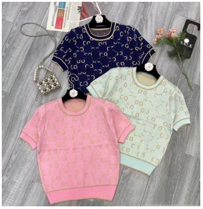 Summers New Women's Knits Tees Sweaters Letter G Luxury brands Women designer Knits T-shirts fit 85-130 lb