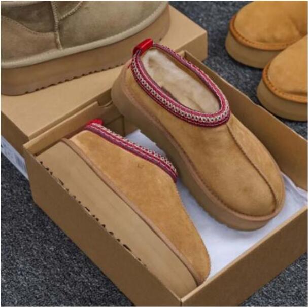 Classic Designer Women Men Tasman Platform Boots Winter Woman Chestnut Fur Fluffy Warm Cotton Boots