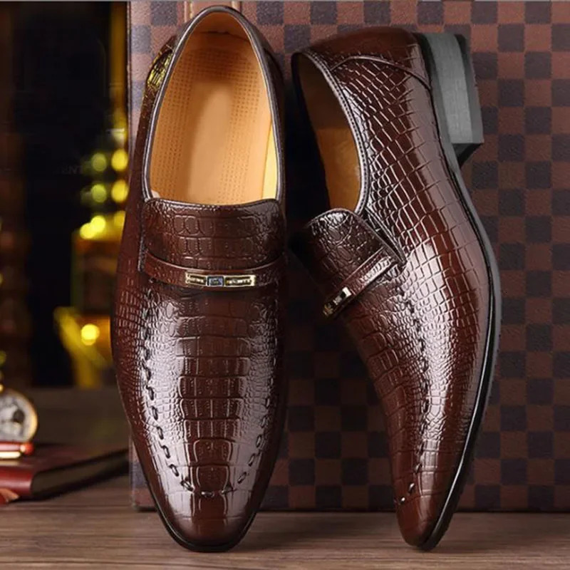 Mens PU Leather Shoes Pattern Men Business Dress Shoes Casual Social Shoe Male Wedding Footwear Zapatos Hombre 250314