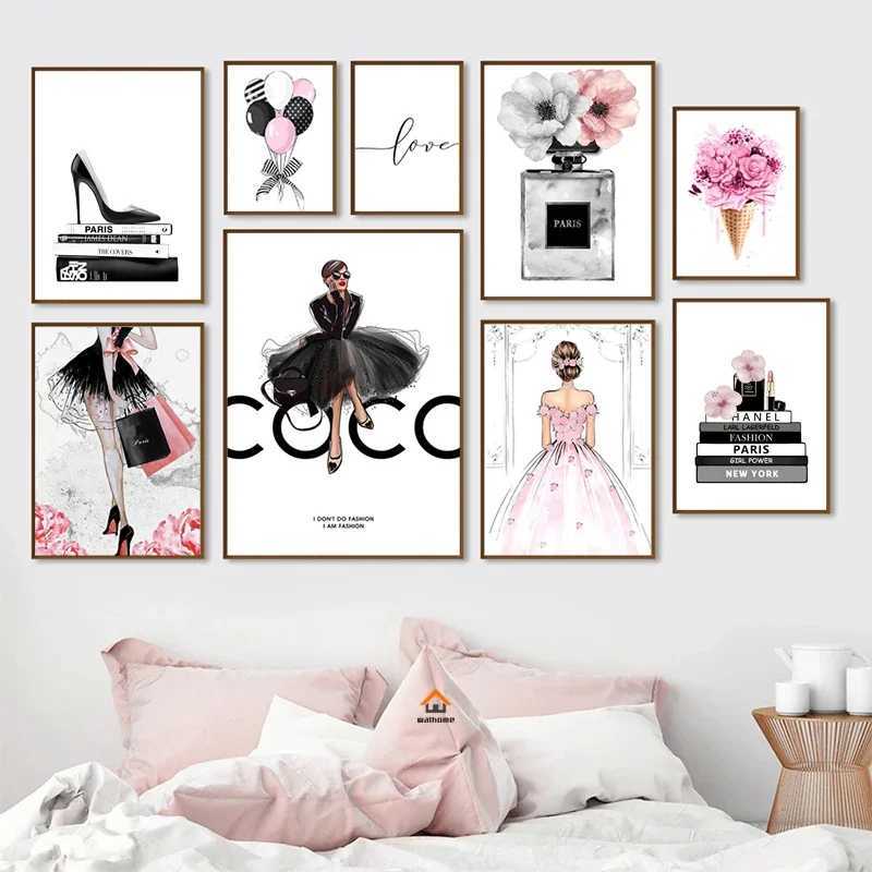 Nordic Pink Beauty Salon Poster Prints Fashion Perfume Women Wall Art Canvas Paintings for Modern Living Room Girl Bedroom Decor Y250318-image-1049313617