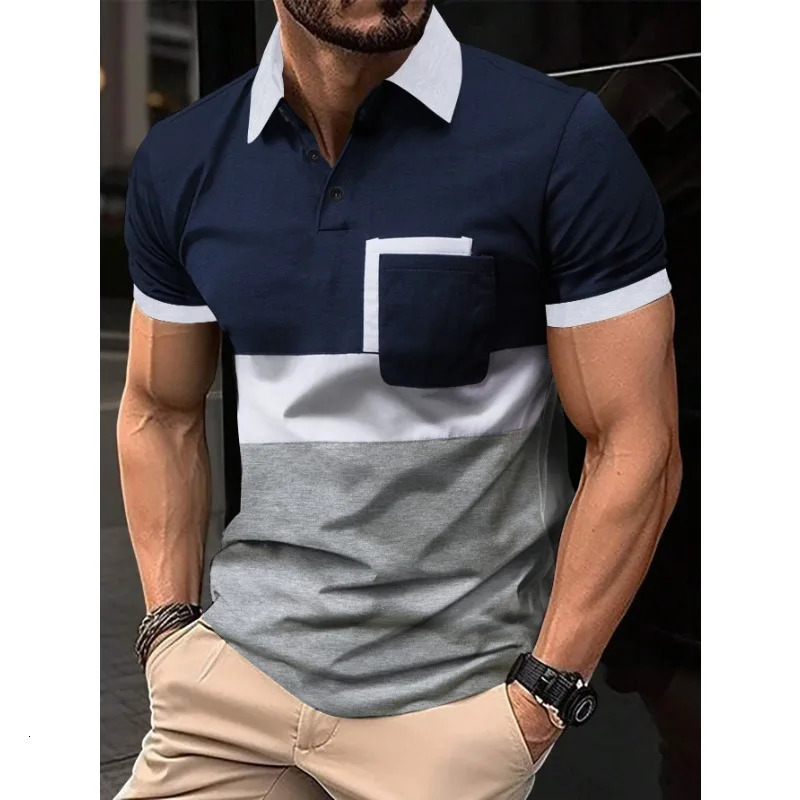 T-shirt en lin en lin en lin en lin en lin à la mode pour hommes avec une chemise de poche sur la poitrine250312