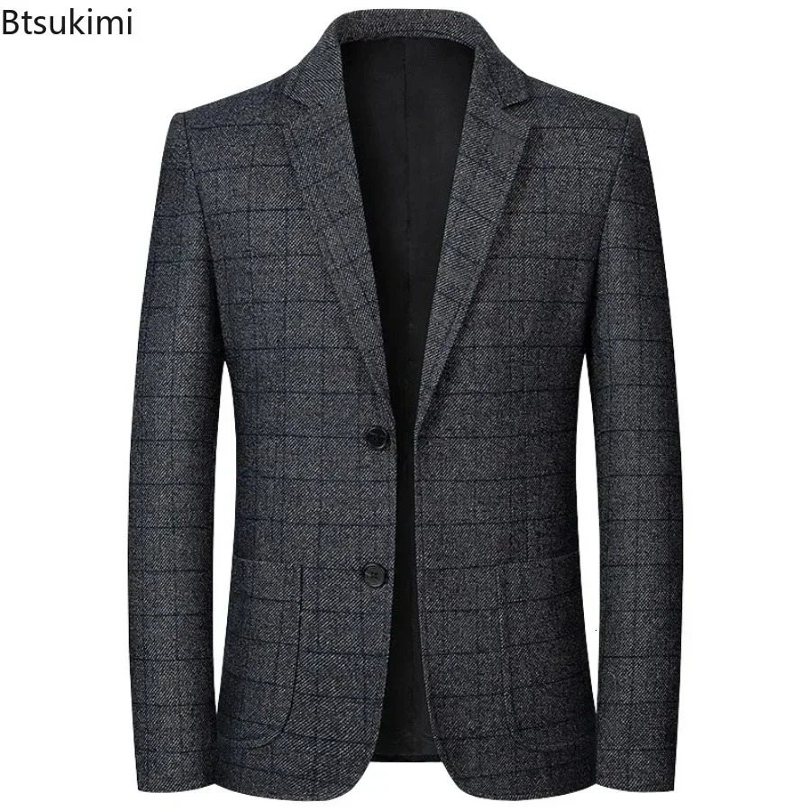 2025 Mens Fashion Blazers Single Breasted Autumn Winter Two Buttons Double Pockets Suits Business Casual Jacket 250318