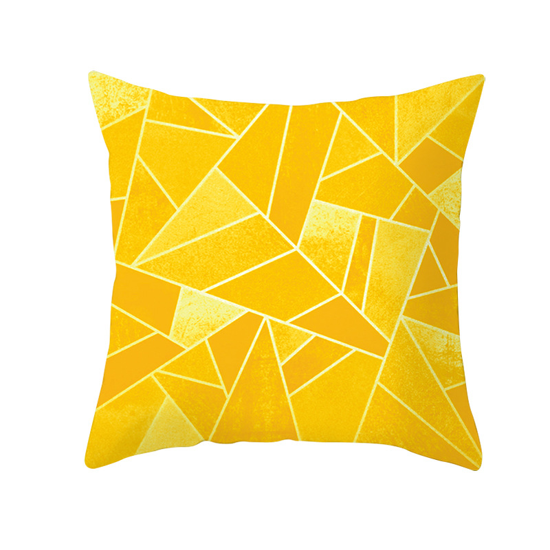 Pillow Covers 18x18 Modern Sofa Throw Pillow Cover, Decorative Home Outdoor Linen Fabric Geometric Pillow Case for Couch Bed Car, Yellow Cushion-image-1049532995