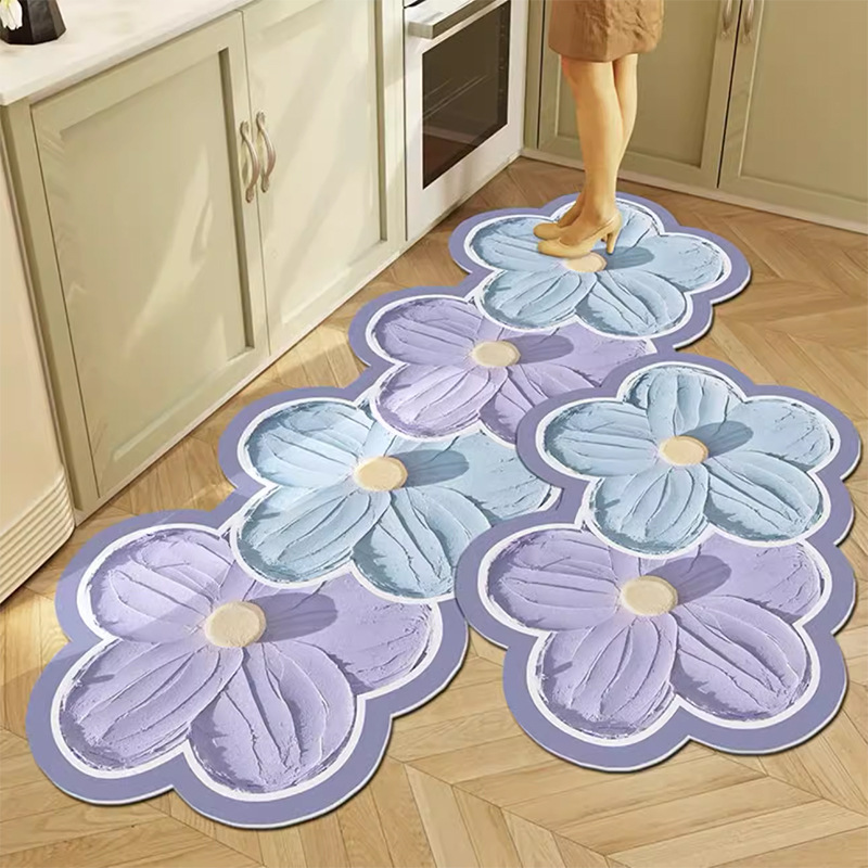 Kitchen Floor Mats Absorbent Carpet Household Kitchen Foot Mats Non-slip and Oil-proof Long Mats Wash-free Door Mats-image-1049554755