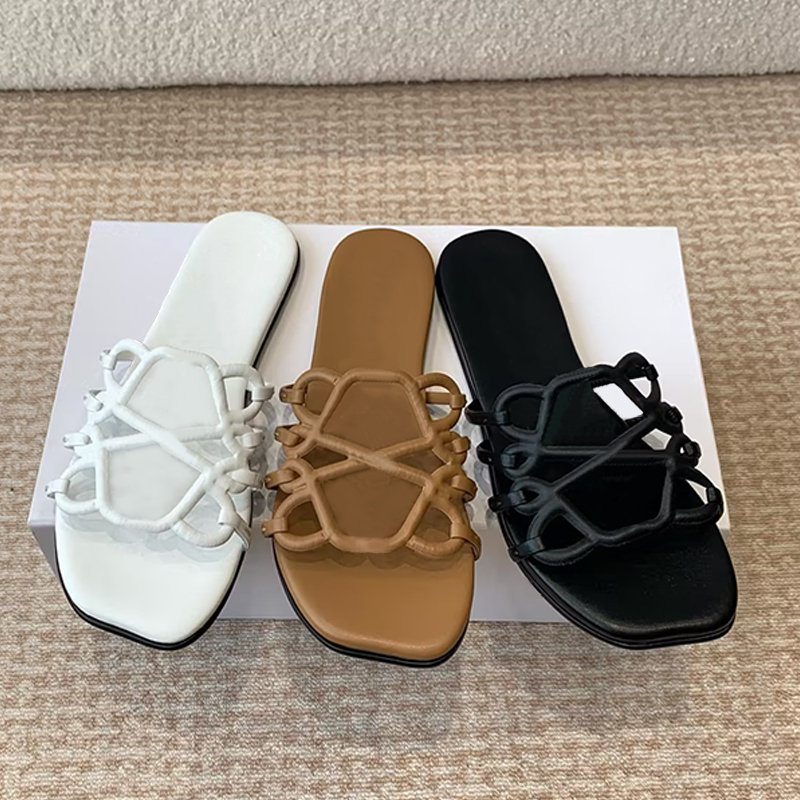 Glissades de luxe Pétal anagram ganters glisser sur des sandales en caoutchouc orteils ouverts chaussures de marche extérieures femmes tongs 772