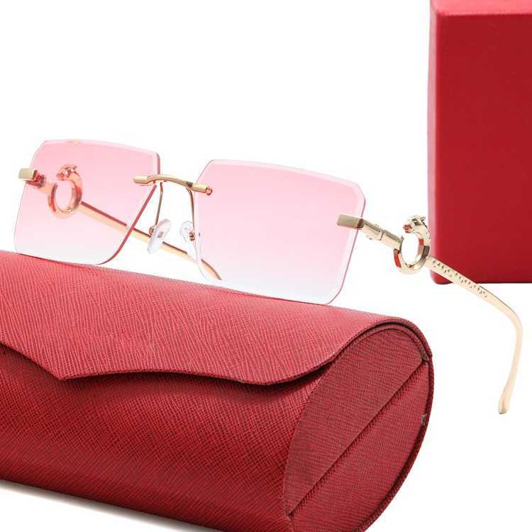 Designer Men women Sunglasses 2024 New Personalized Frameless Cut Edge Mens Fashion Metal Square Ocean Film ins
