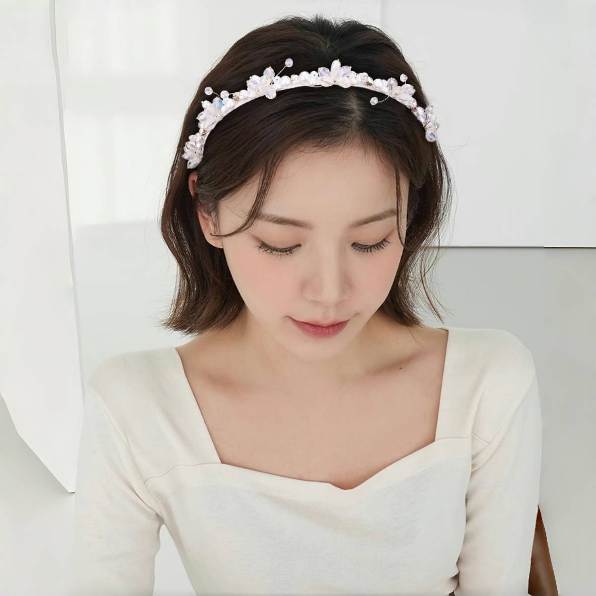 Ladies Artificial Pearl Beaded Hair Accessory with Crystals - Ideal for Bridesmaids and Birthdays-image-1049511966