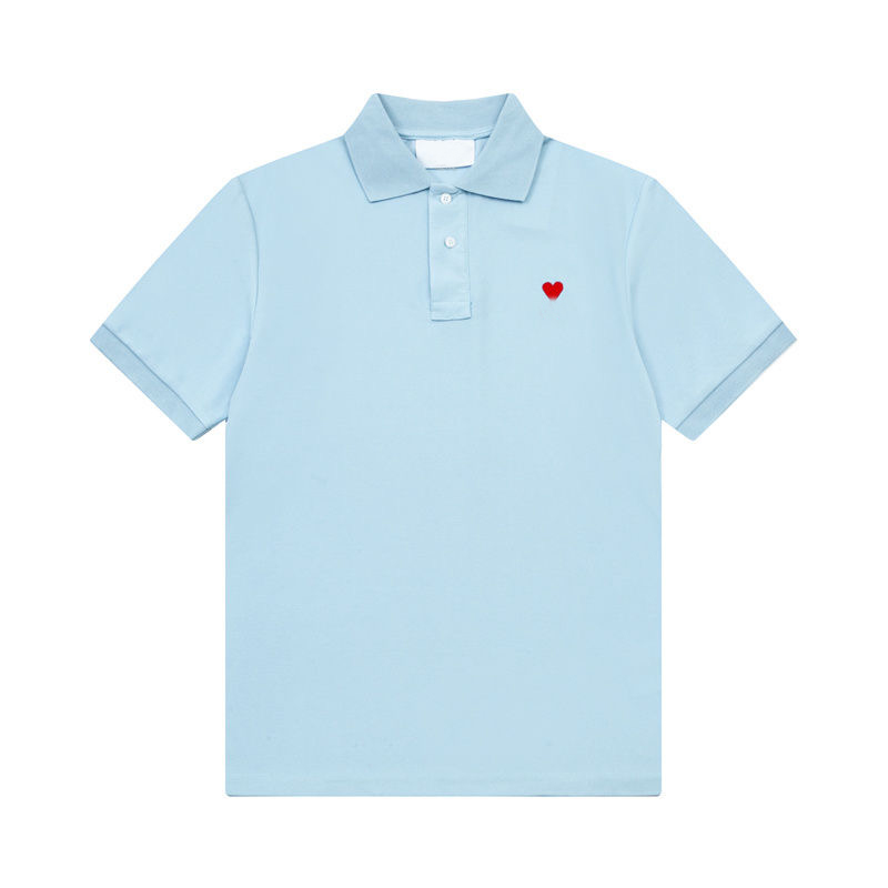 Cdgshirt Shirt Simple Pure Color Love Heart Graphic Icon Paris Fashion Streetwear Outdoor Casual Loose Lapel Shirt Old Money Wind Business Play Polo