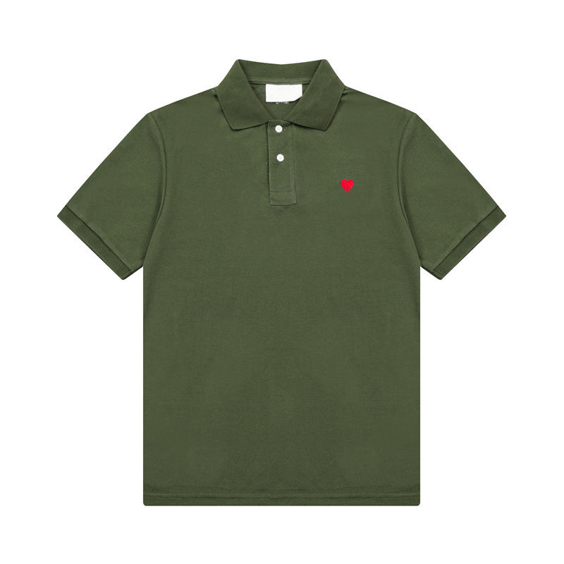 Cdgshirt Shirt Simple Pure Color Love Heart Graphic Icon Paris Fashion Streetwear Outdoor Casual Loose Lapel Shirt Old Money Wind Business Play Polo