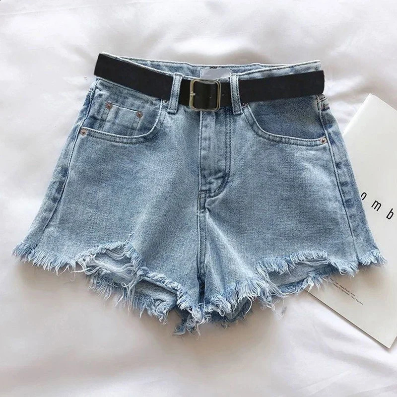 HELIAR Womens High Waist Denim Shorts with Belt Casual Aline Jeans Office Mens Wear Summer 250318Z