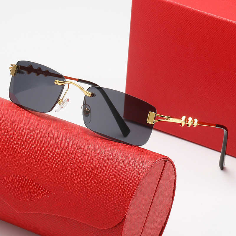 Designer Men women Sunglasses 2023 new frameless sunglasses small box mens and womens personalized metal diamond optical glasses