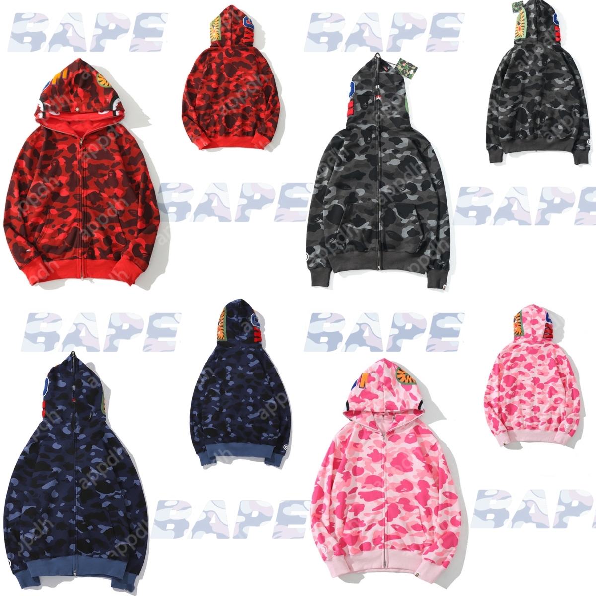 Mens Designer Hoodie Full Zip Up Hoodies Oversized Camouflage Jacket Hoody Hooded Long Sleeve Man Womens Tech Fleece Cardigan Coats Sweatshirts T