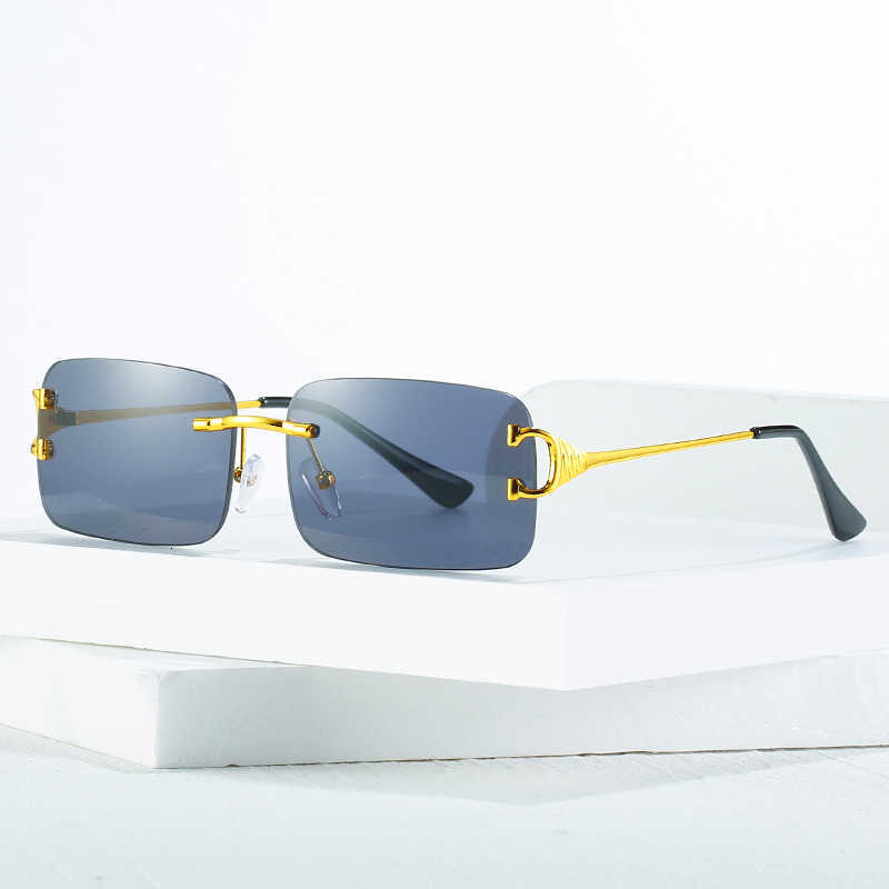 Designer Men women Sunglasses 2023 New frameless metal sunglasses Mens trend Small box Fashion Womens glasses