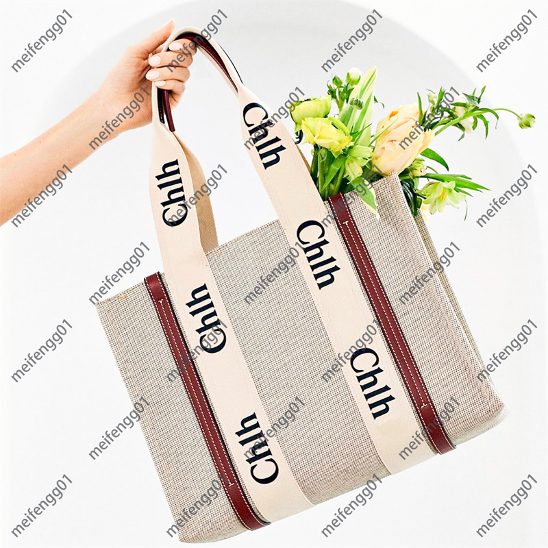 Womens Luxurys shopper WOODY tote shoulder bags mirror quality Designer Crossbody clutch bag mens fashion 3sizes Canvas linen handbag purses lady-image-984247517