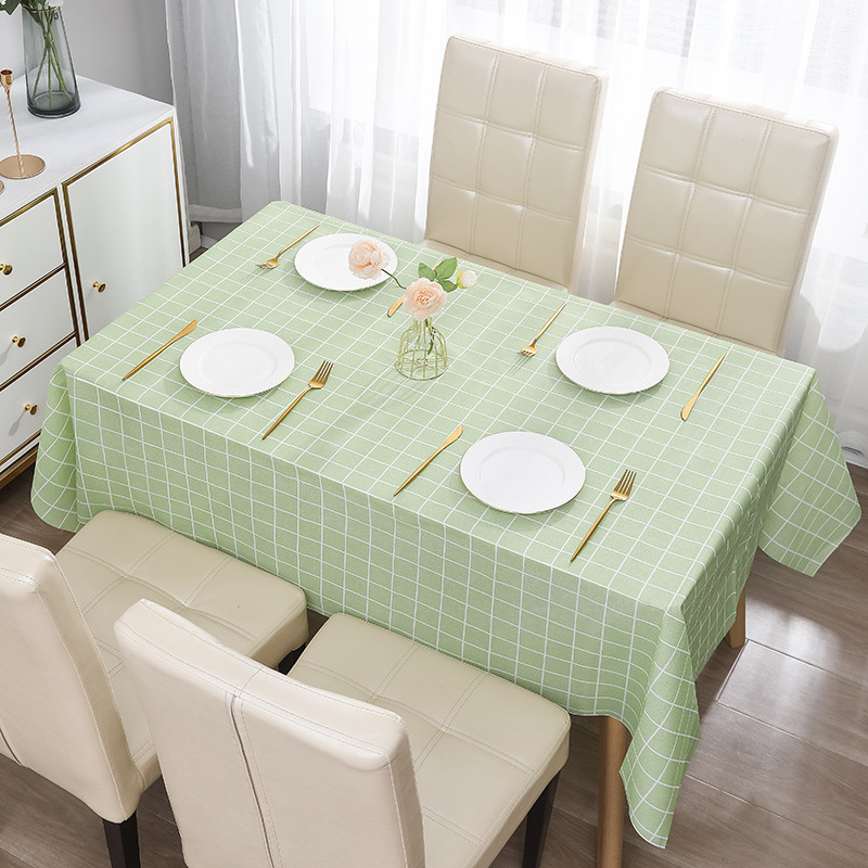 Tablecloth waterproof and oil-proof rectangular camping tablecloth peva white plaid tablecloth picnic cloth S8GQ01-image-1049719847