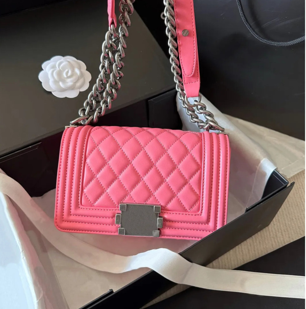 Diamond Quilted Flap Bag | Luxury Sheepskin Shoulder Crossbody with Silver/Gold Hardware Chain - Womens Square Handbag for Outdoor fjhz
