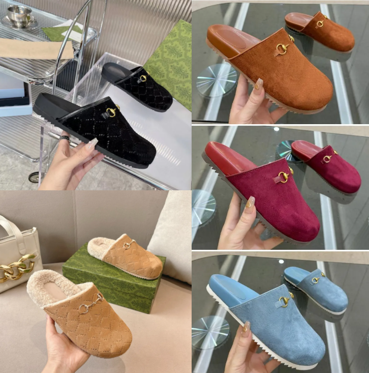 Designer Suede Chaussures célèbre lettre Mule Fashion Flat Femmes Platform Platpharme Luxury Le cuir de luxe en cuir en cuir