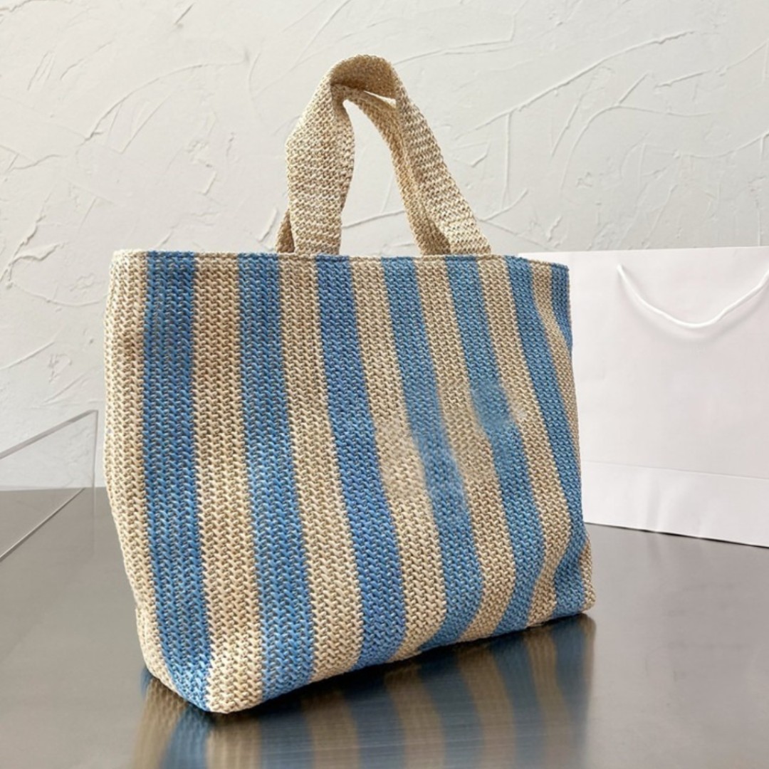 2025 Straw Beach Bags Designer Bag Stripe Handbag Embroidery Tote Bag Fashion Summer Totes Lady Handbags Letter 10A-image-869264143
