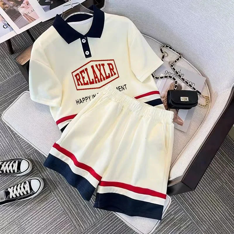 Vêtements pour enfants Suit filles garçons lettre d'été Polo Short 2 pièces Set Strip Tracksuit Teenage Girl Preppy Style Uniforme 250320