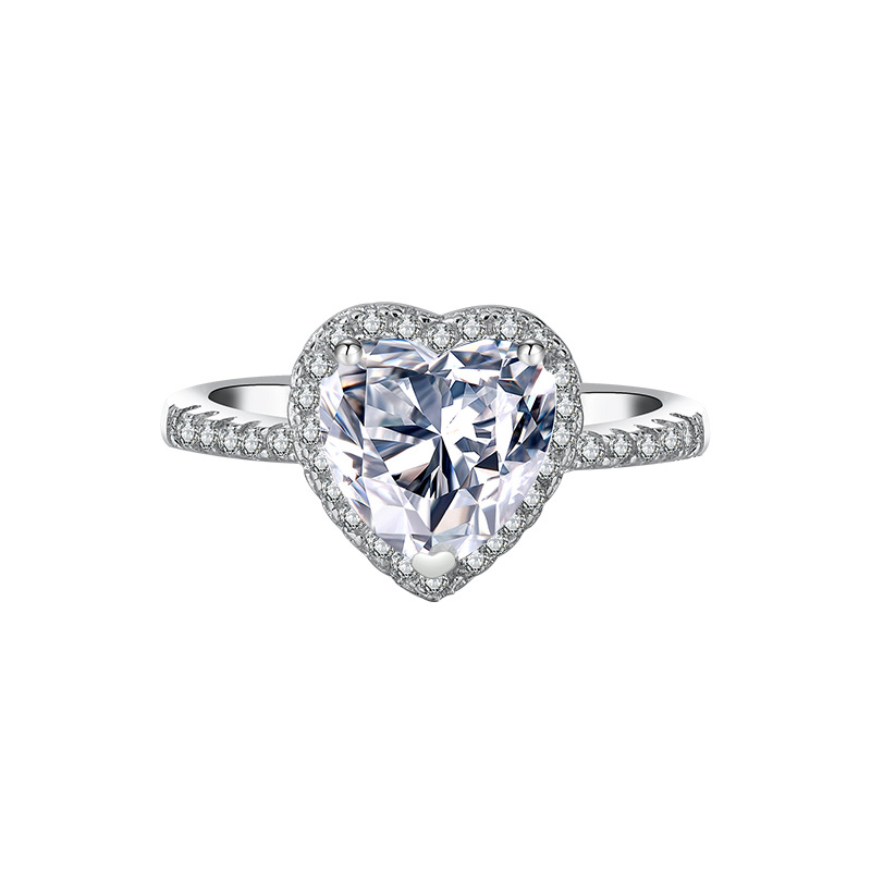 luxury pass diamond tester VVS1 D color 2CT moissanite ring designer for women 925 sterling silver ring love heart wedding rings designer jewelry